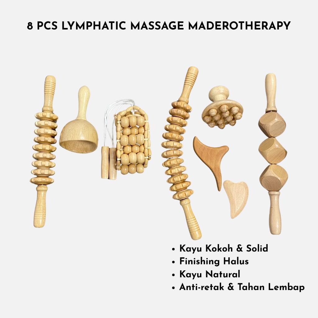 Set B Alat Lymphatic Massage Maderotherapy Kayu Pijat Ready Roller 8pcs by Samikate Supplier