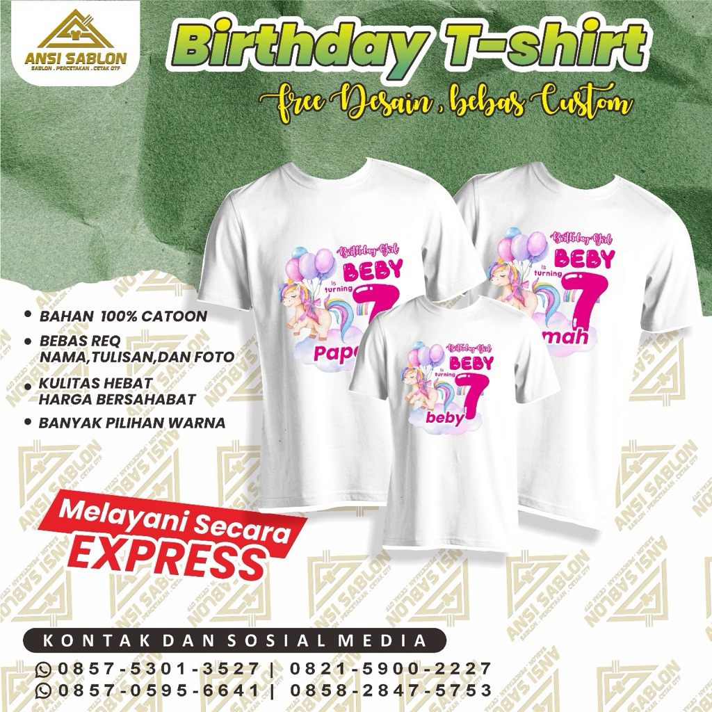 Kaos Ultah Anak, Kaos Keluarga, Bebas Custom Free Desain Bebas Req