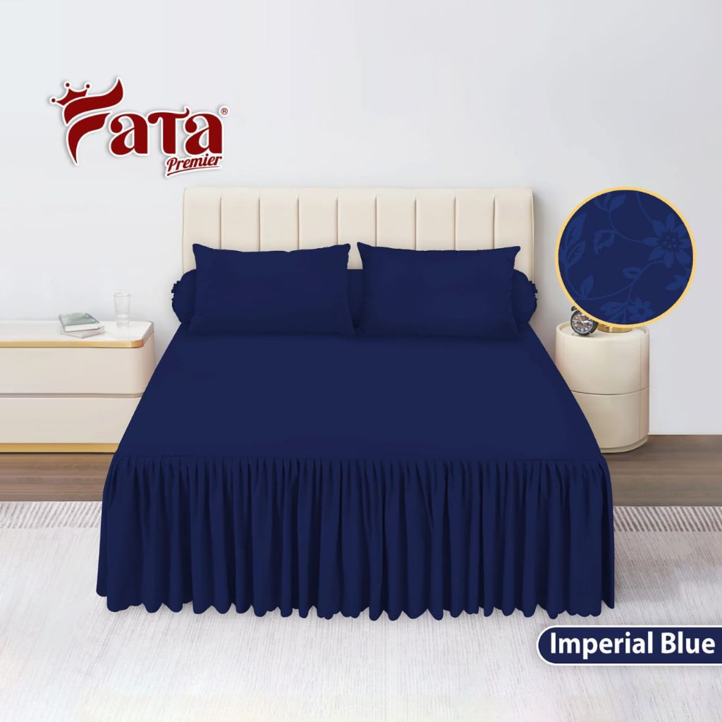 FATA - Bedcover Set Sprei Rumbai Imperial blue Ukuran King 180x200 / Queen 160x200