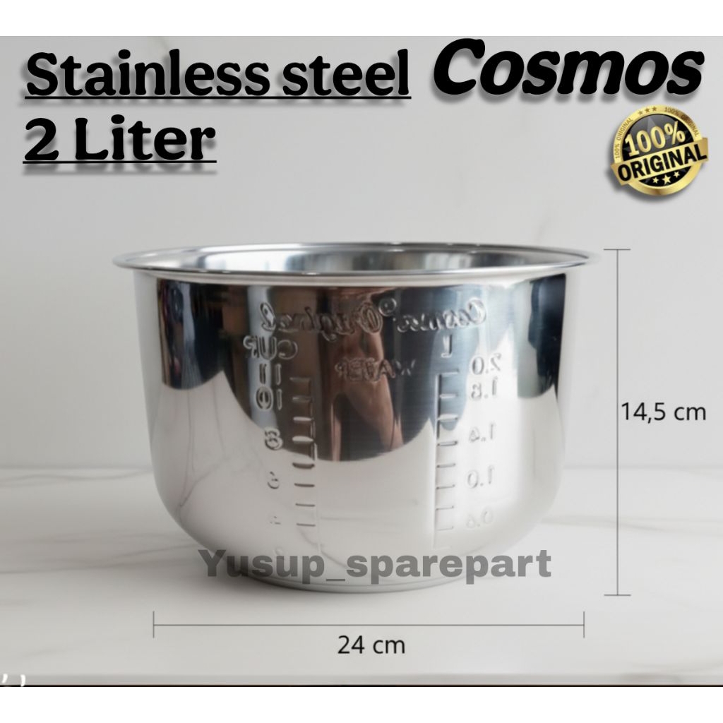 Panci Teplon Rice Cooker Mejikom 2.0L Stainless Cosmos Original
