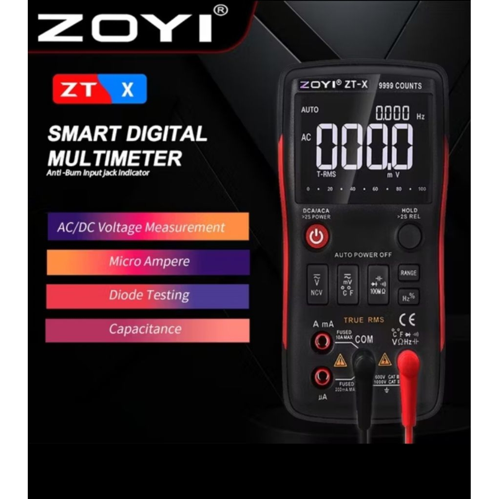 ZOYI ZT-X Auto Multimeter Digital Multitester Avometer Digital Original 9999 Counts