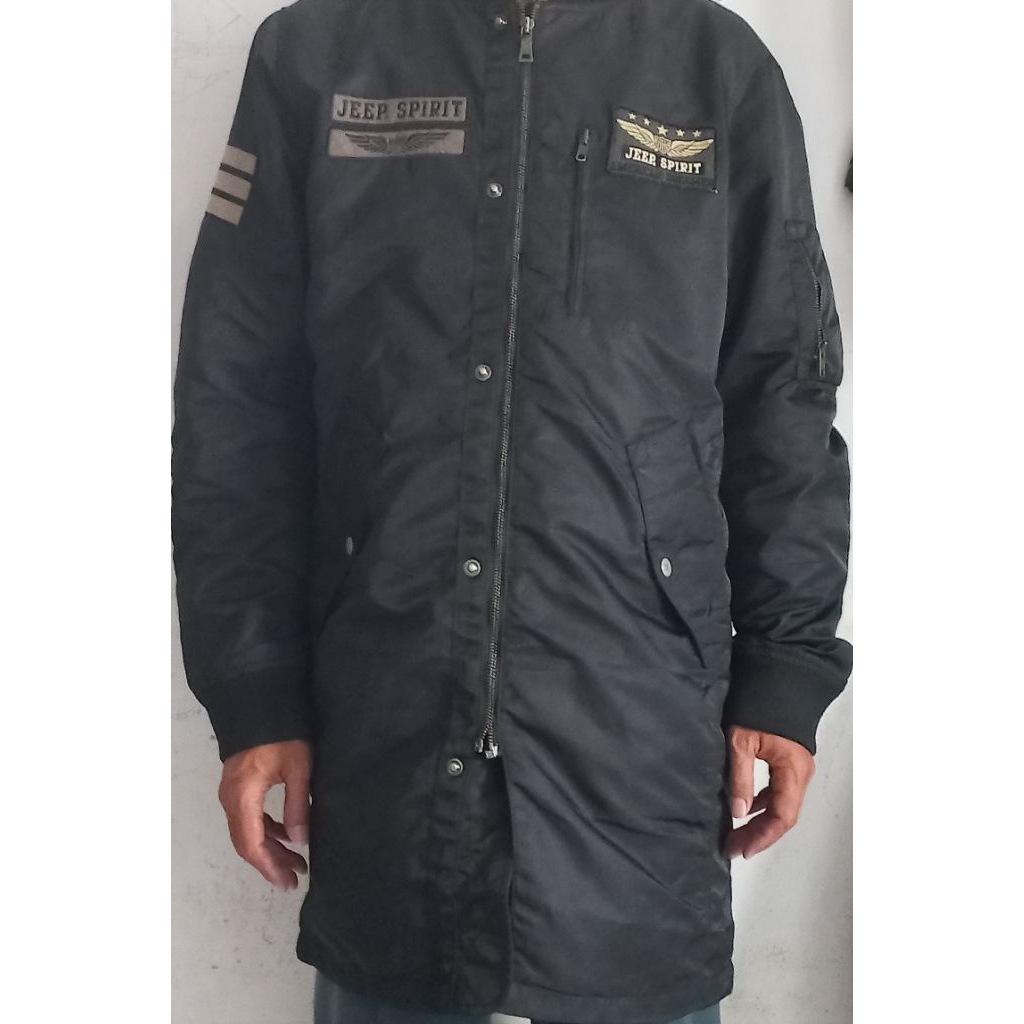Long Bomber/Varsity JEEP Hitam Tebal