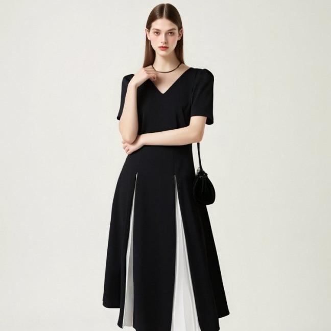 [MEIN Premium] ELEGANT Dress Panjang Wanita Hitam Casual Gaun Simple Dewasa 6836