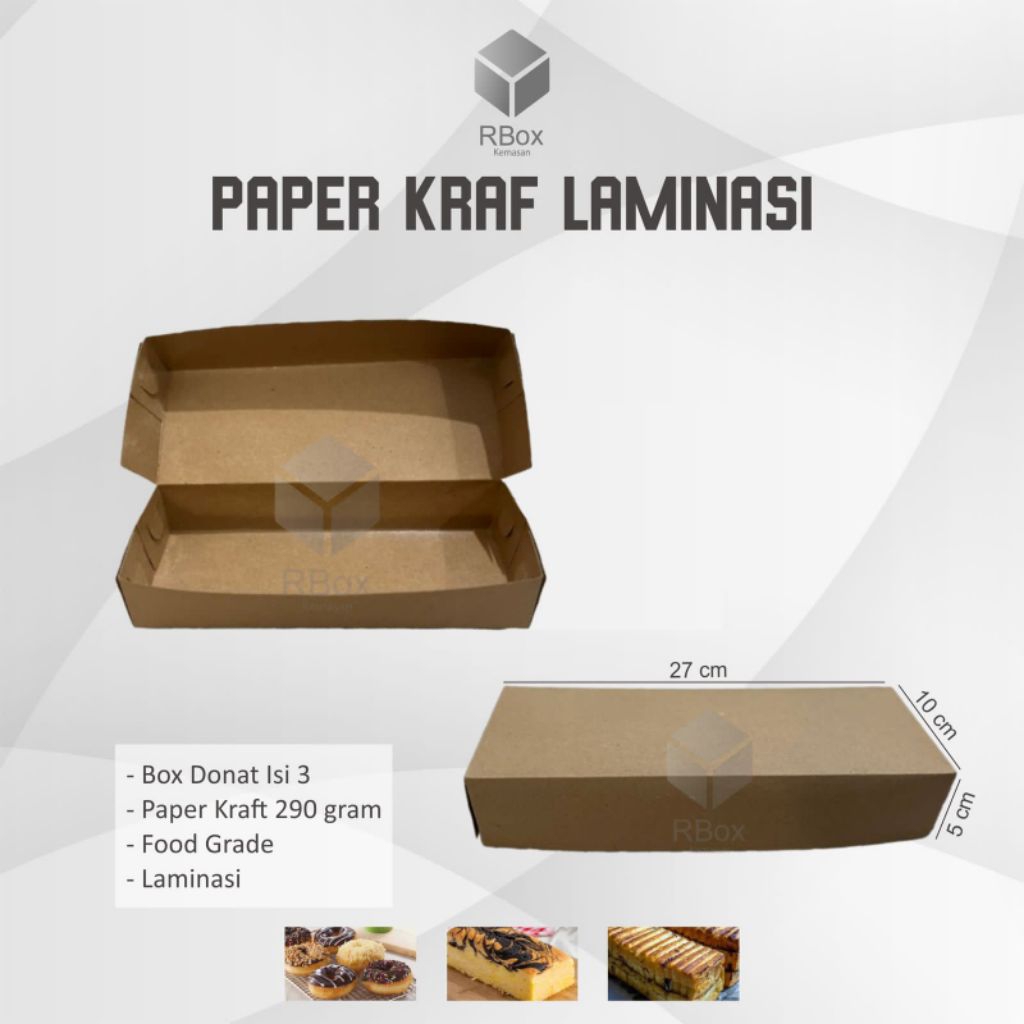 [HARGA 1 PCS] Box Donat Isi 3 Sudah Laminasi