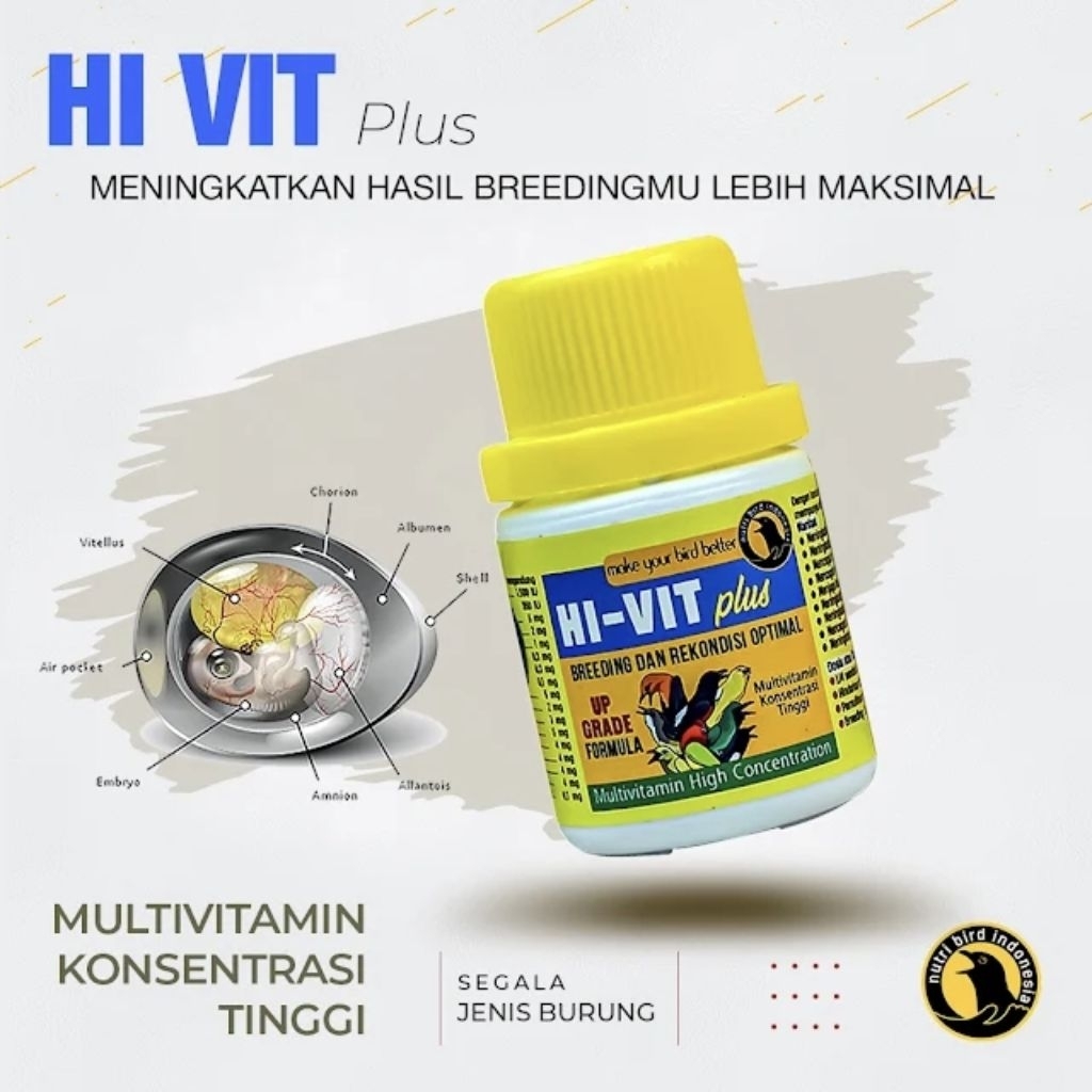 HI VIT PLUS MULTIVITAMIN KONSENTRASI TINGGI BREEDING VITAMIN TERNAK BURUNG SEPERTI WGO AVIAGRA WP BE