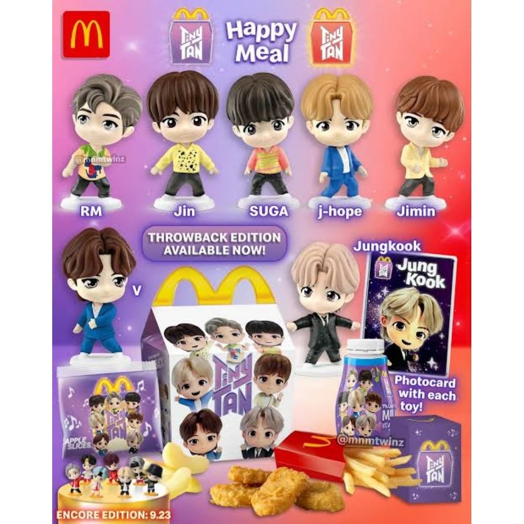 TinyTan Happy Meal Throwback Edition Action Figure BTS HappyMeal Mainan HappyMeal