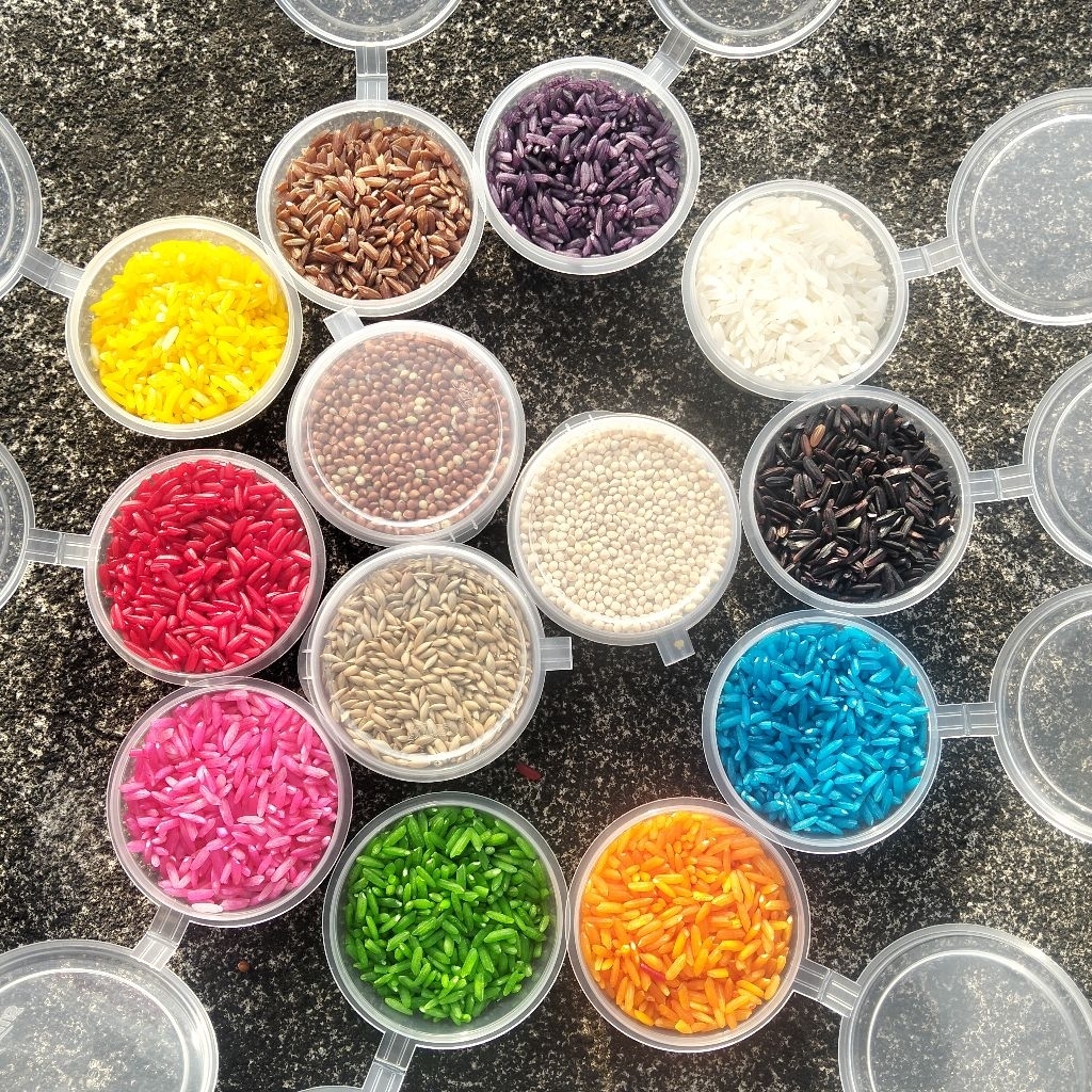 TERLENGKAP KOLASE BIJI BIJIAN BERAS WARNA UNTUK KOLASE KOLASE BERAS ANEKA WARNA