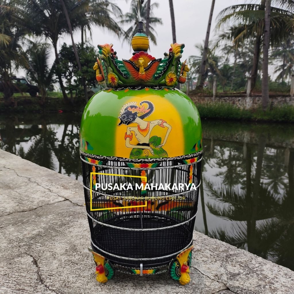 SANGKAR BURUNG MAHKOTA MERAK PIBER FULLSET AKSESORIS KANDANG PERKUTUT  KAYU TERBAIK KUALITAS SUPER M