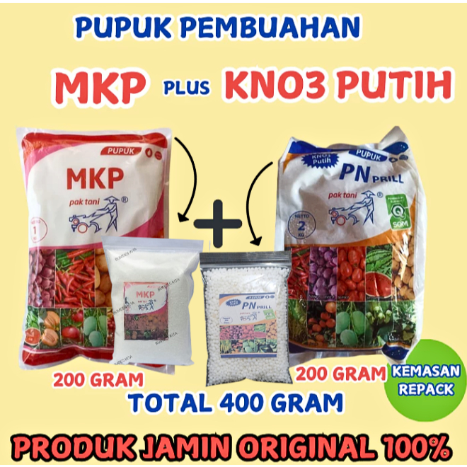 PUPUK PAK TANI MKP + KNO3 PUTIH 400 Gram Kemasan Repack