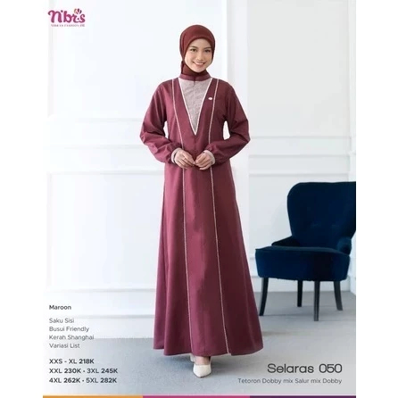 Gamis Terbaru Nibras Selaras 050, gamis remaja, gamis anak muda gamis warna maroon, gamis ibu, gamis