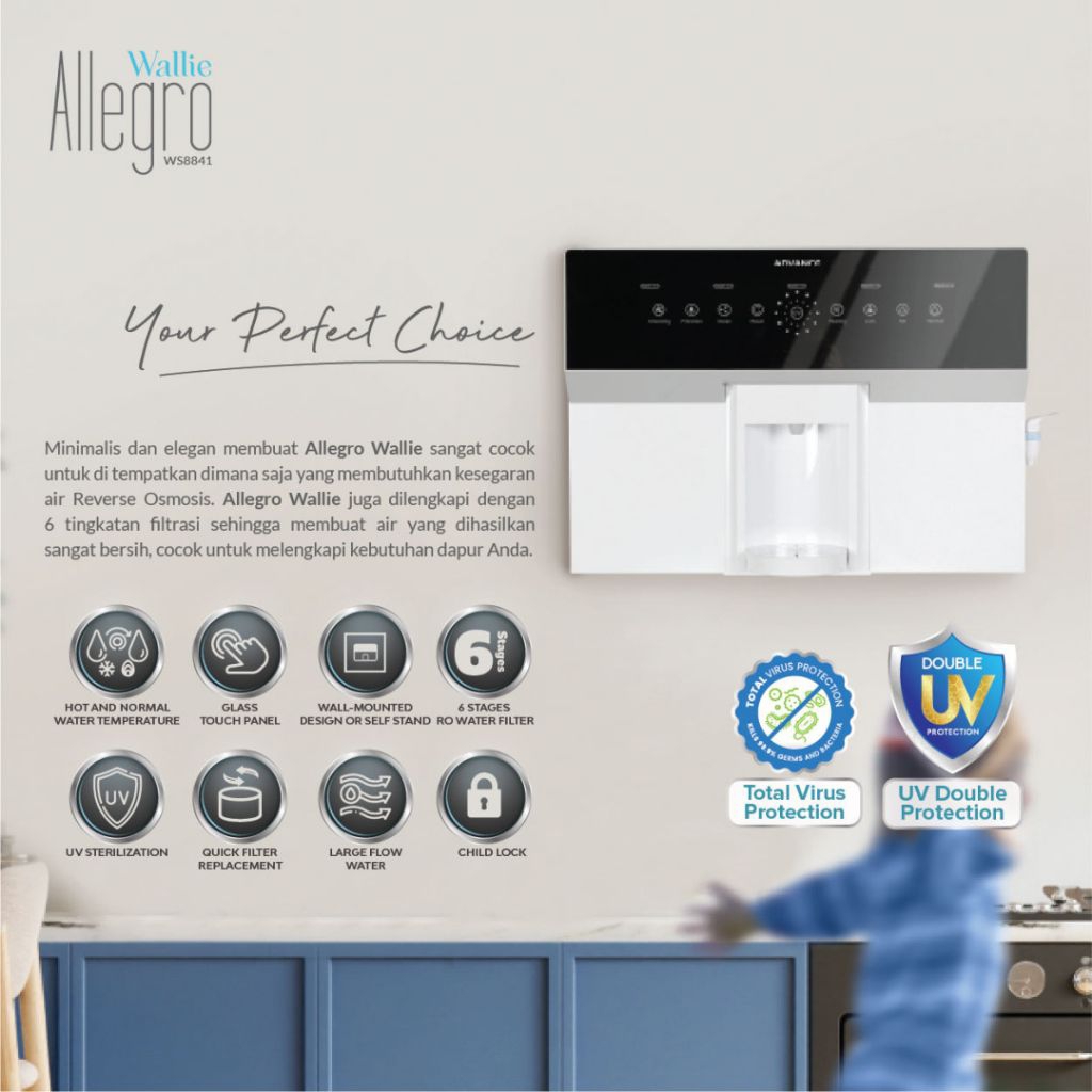 DISPENSER ADVANCE ALLEGRO WALLIE PEMURNI AIR MINUM FILTER AIR REVERSE OSMOSIS