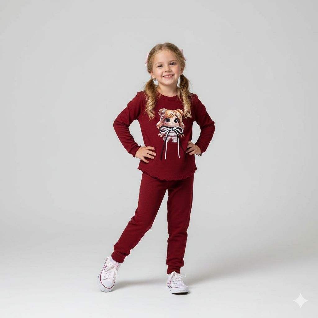 Setcel anak perempuan lengan panjang usia 1-8 tahun