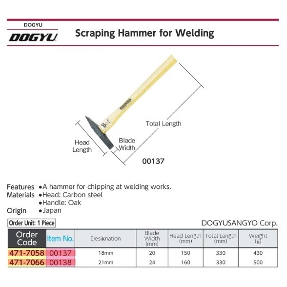 DOGYU Scraping Hammer 18mm 00137