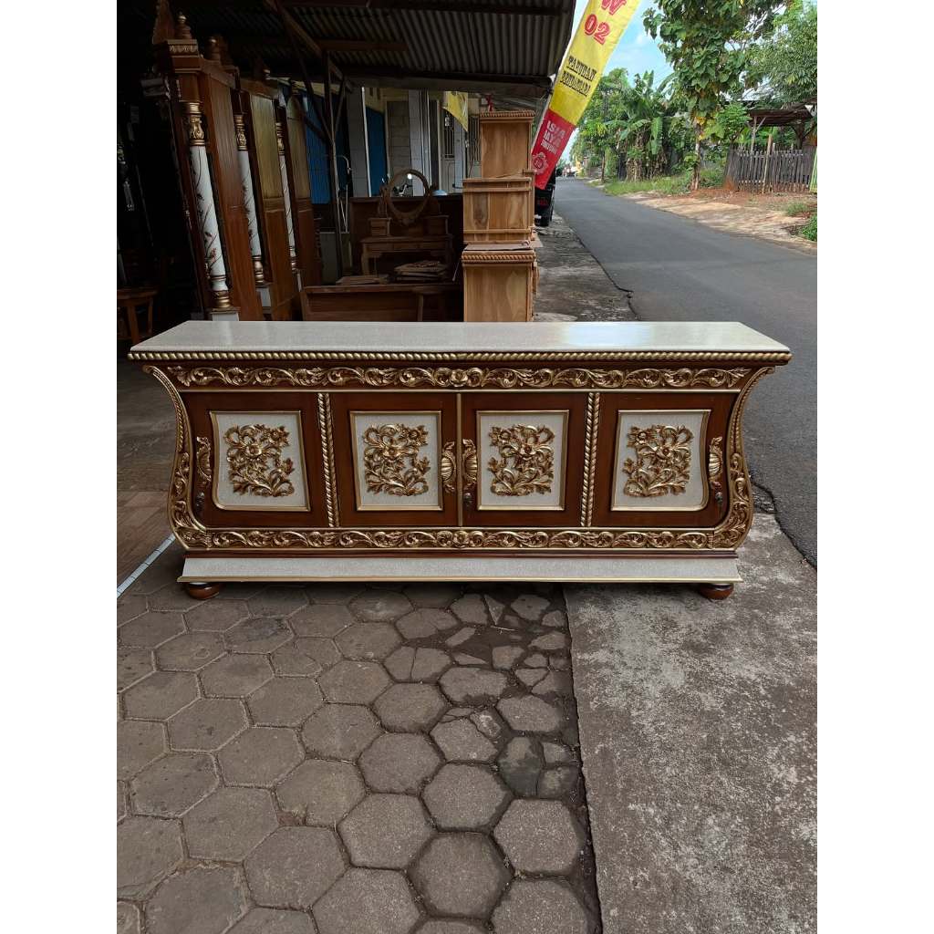 Buffet TV Biola Mewah Kayu Jati