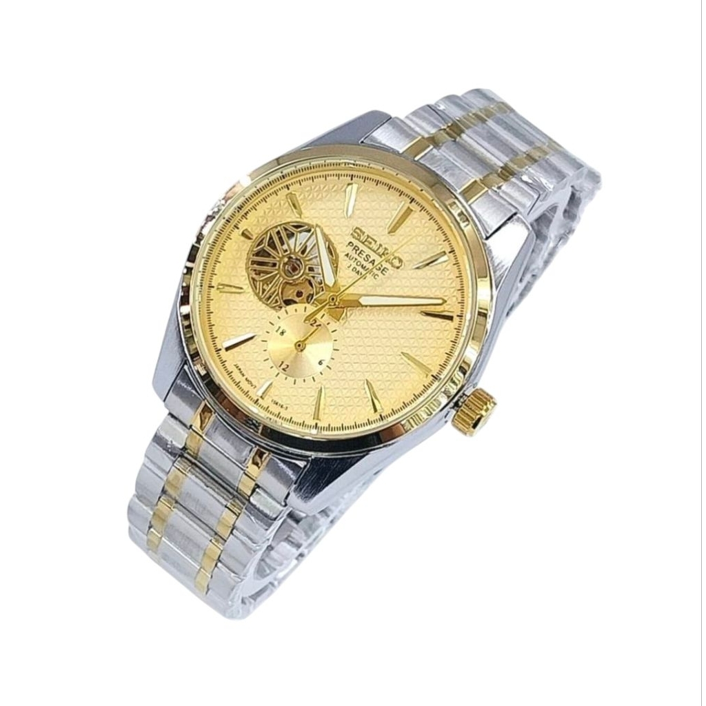 GROSIR TERMURAH...Jam Tangan Pria Keren New SEIKO PRESAGE AUTOMATIC Gold & Combi Rantai Stainless St