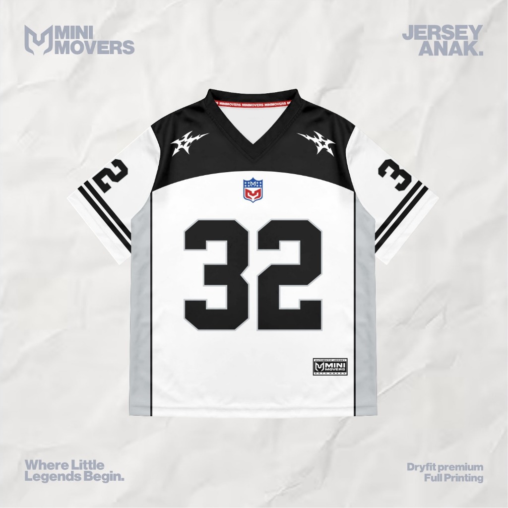 BLOSSOMBABIES | Jersey Anak Dryfit Brazil Milano Unisex Number 32 Hitam Putih Abu