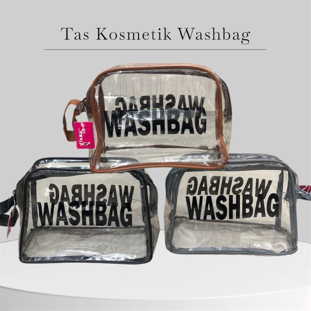 Tas Kosmetik WashBag Bening Premium / Pouch Make Up & Peralatan Mandi / Washbag Bening