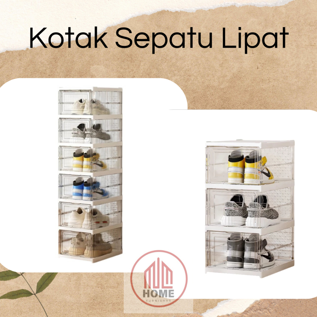 HomeFurnish Lemari Sepatu Lipat Lemari Sepatu Kotak Sepatu Lipat Rak Lipat Kotak Sepatu Transparan P