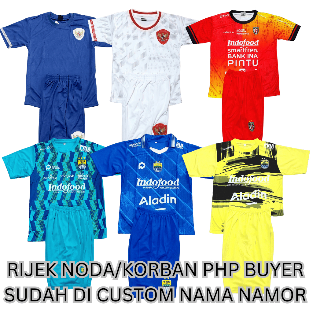 GRATIS SABLON setelan baju bola anak/baju persib biru/jersey timnas kiper/timnas putih/setelan baju 