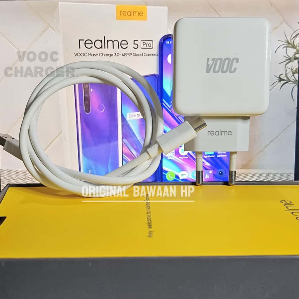 CHARGER REALME 5 PRO VOOC ORIGINAL BAWAAN HP 20 WATT TIPE C