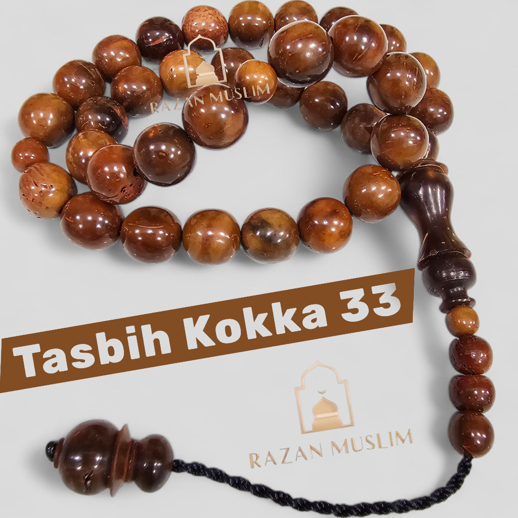 Tasbih Kayu Kokka Asli 100% 33 Butir Diameter Besar ±8mm Termurah & Terlaris