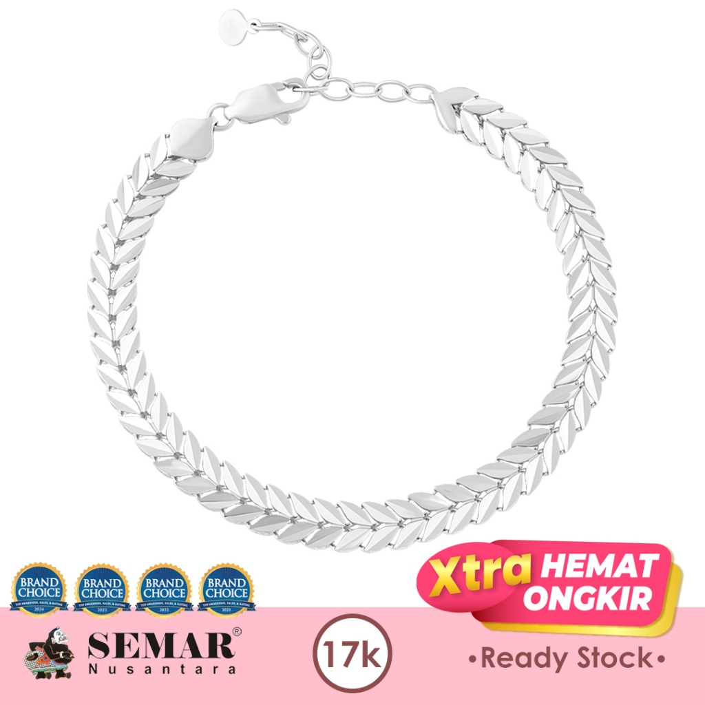 Gelang Emas Willow Leaf Bracelet White Gold 17K Semar Nusantara