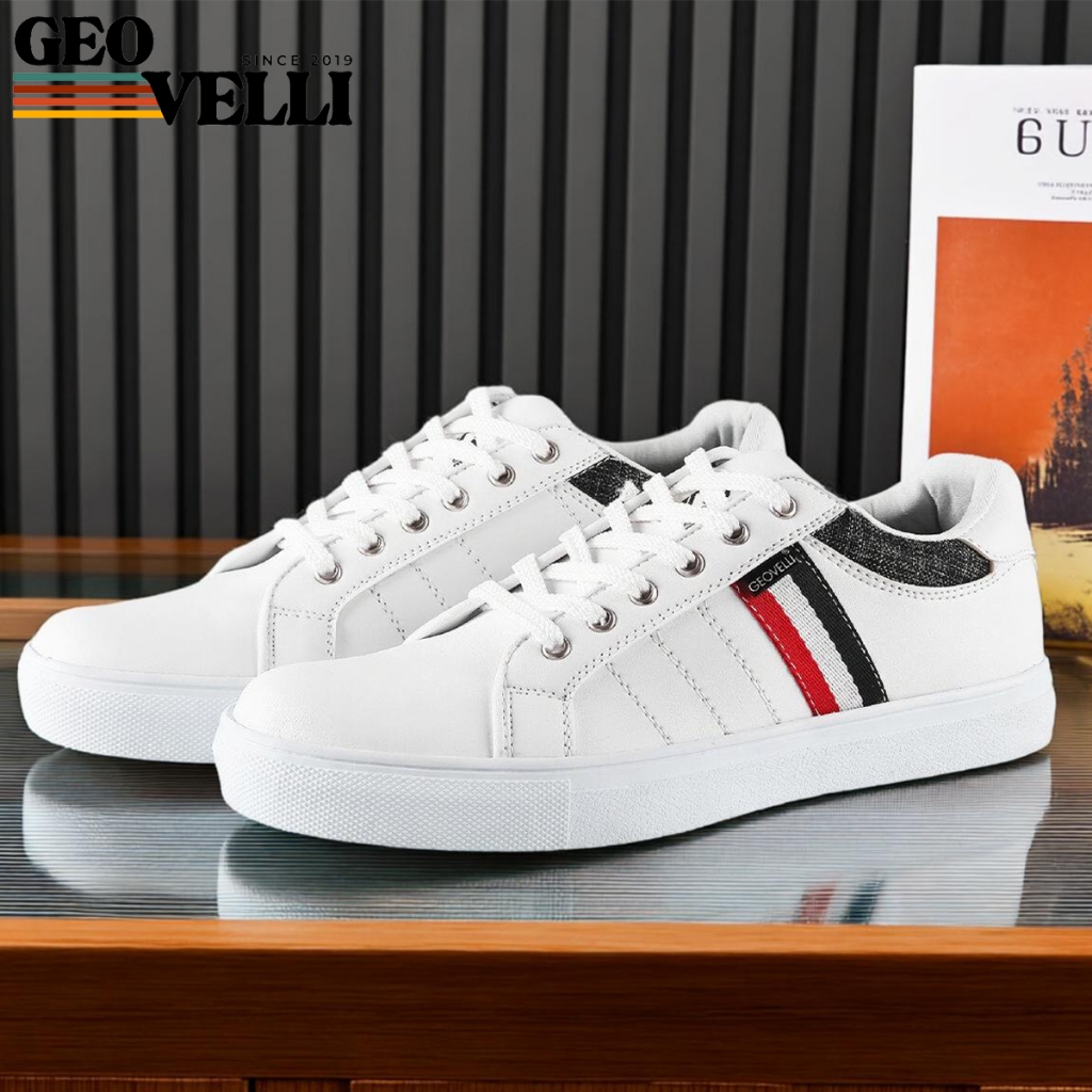 Sepatu Putih Pria Sneakers Sepatu Kasual Pria Sepatu Ringan Geovelli Sepatu Sneakers Cowok Kets