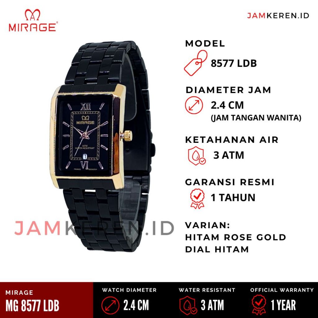 Mirage - Jam Tangan Wanita Original - Jam Tangan Mirage Wanita - Jam Mirage 8577 L Original