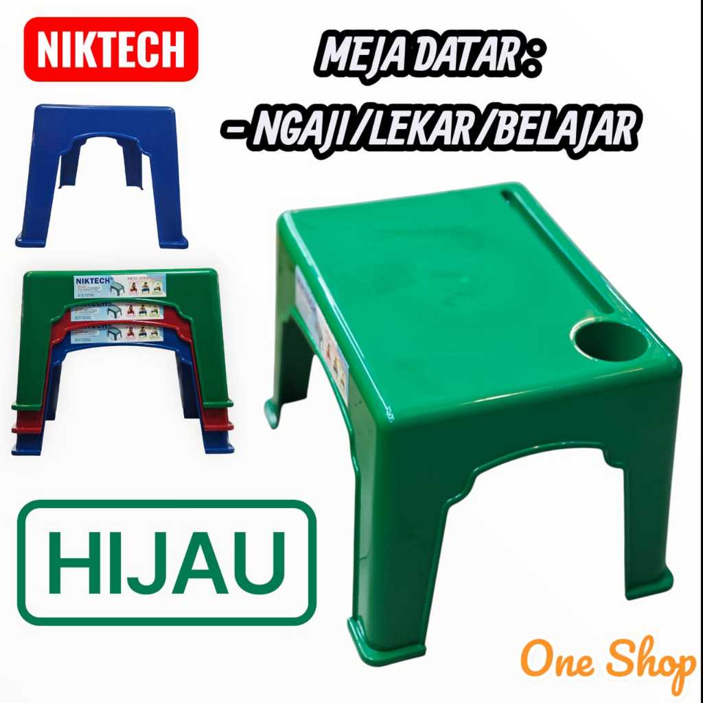 NIKTECH-MEJA NGAJI PLASTIK Lekar SUSUN PRAKTIS (DATAR HIJAU)