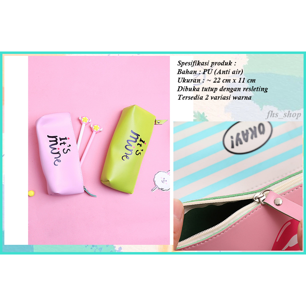 Tempat Pensil Lucu Tempat Pensil Aesthetic Tepak Pensil Cute Tempat Pensil It;s Mine Pencil Case