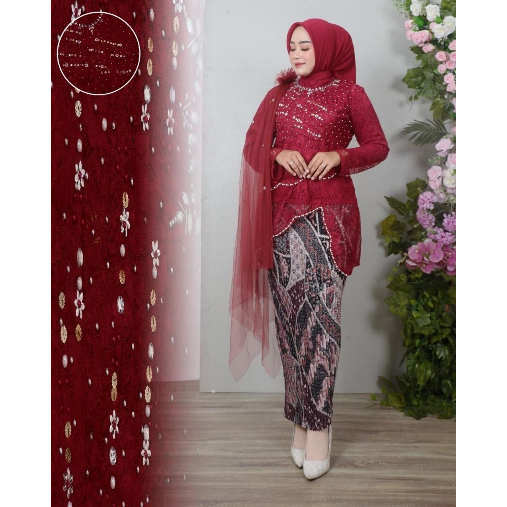 Atasan kebaya selena / Atasan kebaya brokat modern / Atasan kebaya brokat selendang / Atasan kebaya 
