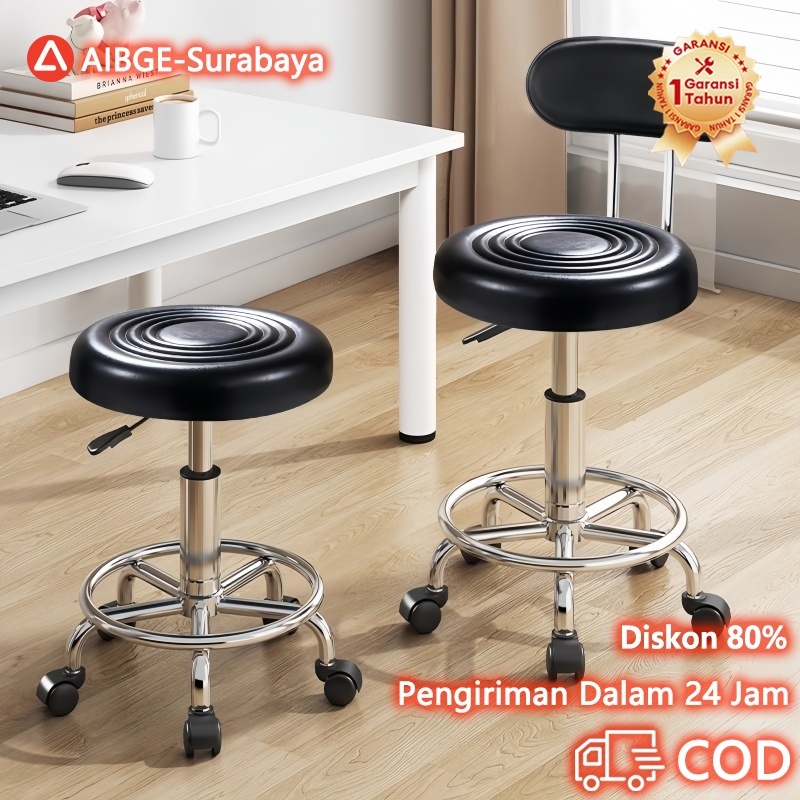 [Surabaya Express]Kursi Bar Besi Putar Hidrolik dengan Roda Bulat Salon Sulam Alis