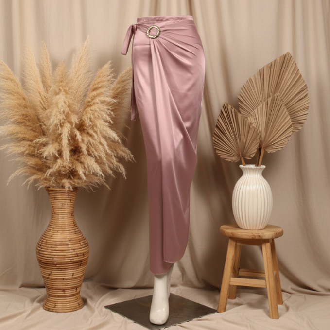 DISKON SPESIAL..Rok Lilit Satin Rose Gold/Rok Satin Velvet Premium/Kain Bawahan Satin Wanita