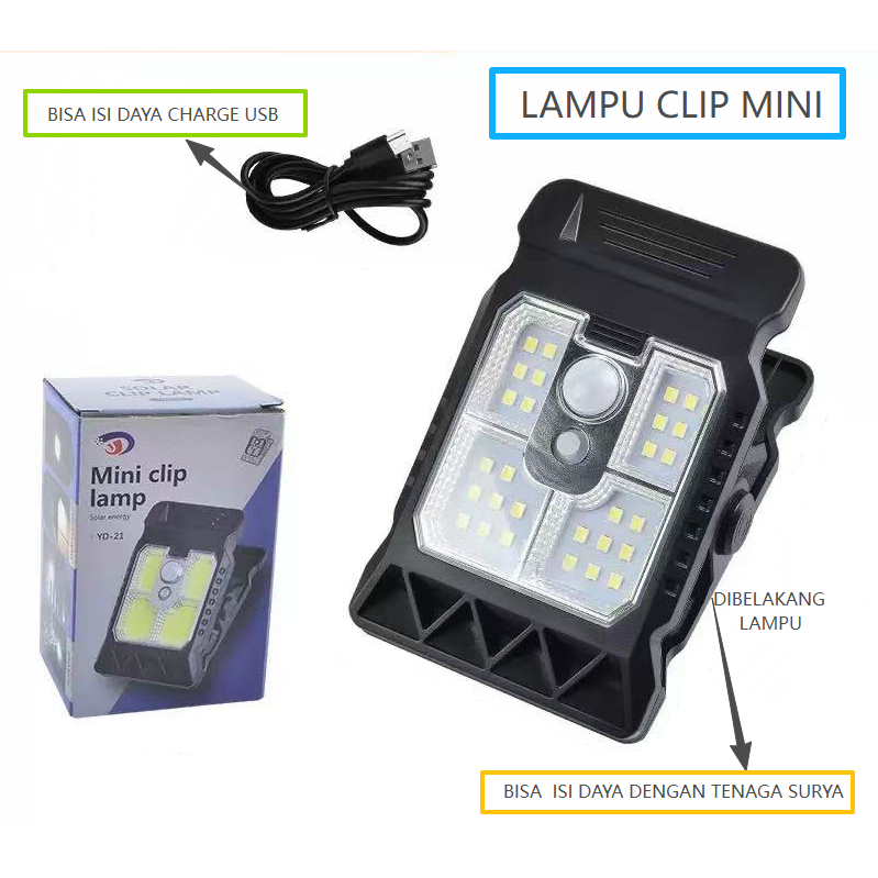 LAMPU CLIP MINI JEPIT SOLAR PANEL SURYA - LAMPU DINDING MATAHARI SURYA RADAR SENSOR IP67 TAHAN AIR -