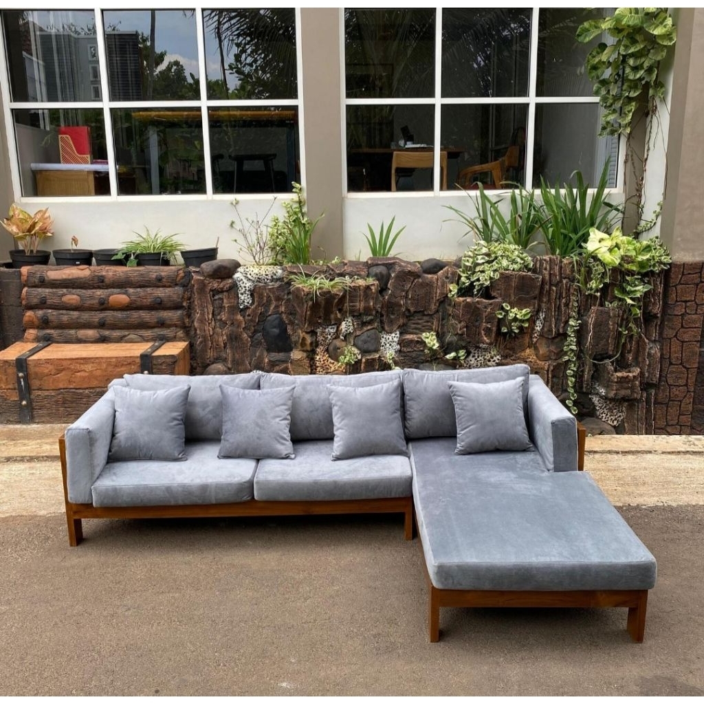 Sofa Tamu Leter L Kayu Jati Jepara I Sofa Tamu Jati I Sofa Tamu Modern