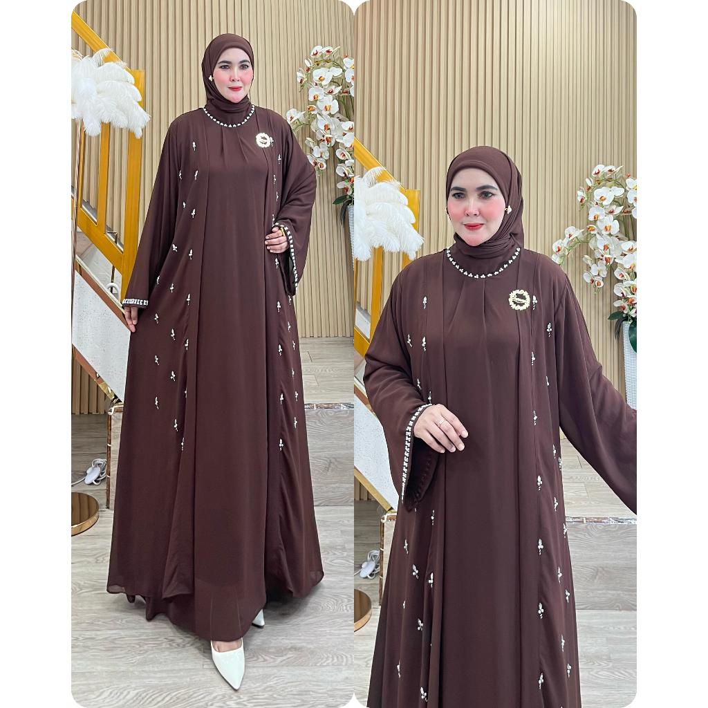 GAMIS CERUTY SET HIJAB NAURA BY BERMERKS BORDIR SYARI FREE BROS ORI