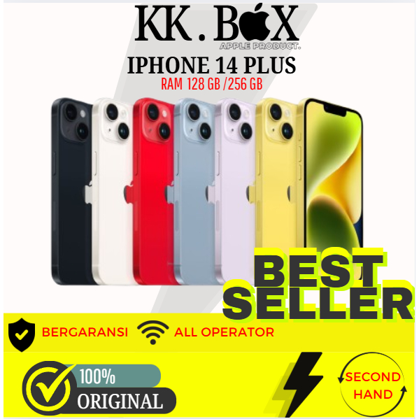 Apple iPhone 14 PLUS 128GB 256GB SECOND FULLSET MULUS ORIGINAL GARANSI