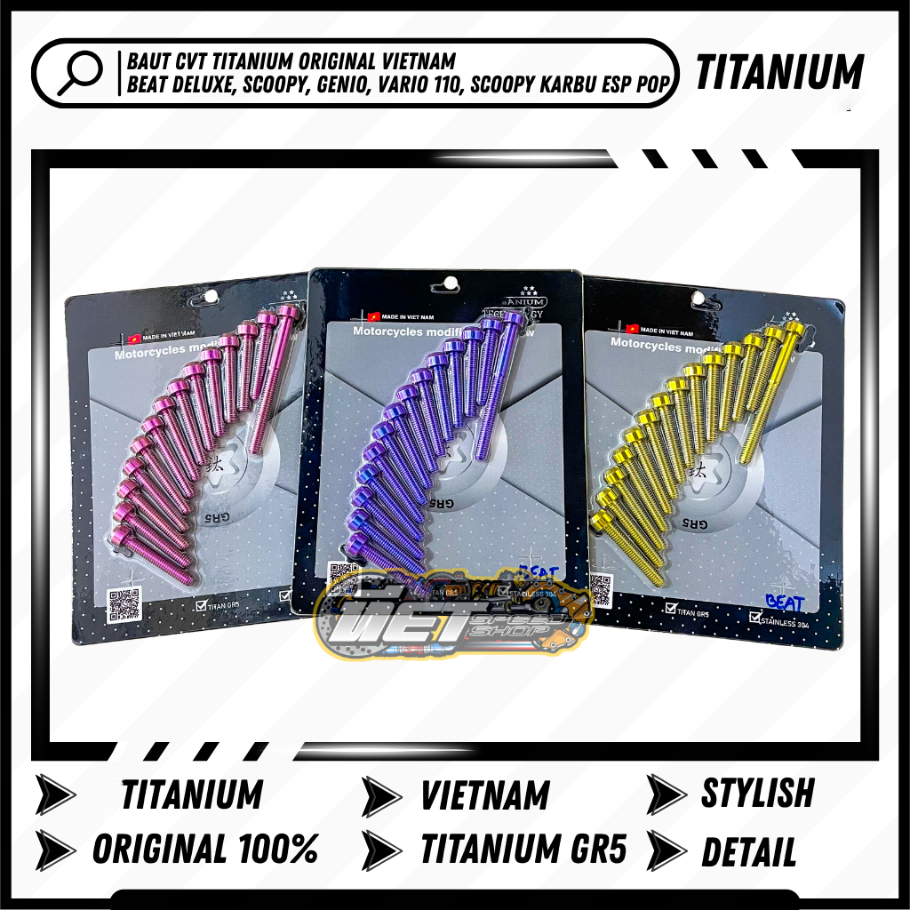 Baut CVT Titanium Beat Deluxe Scoopy Genio Vario 110 Scoopy Karbu Esp Pop GR5 Original Vietnam | Sil