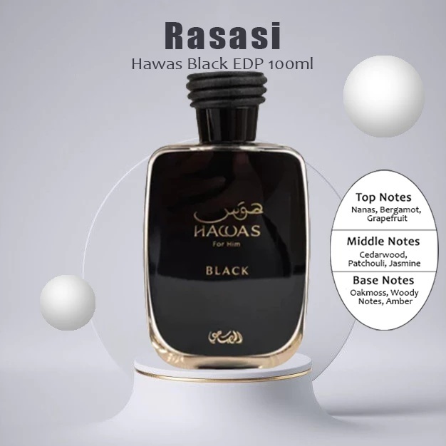 Rasasi Online Store/Rasasi Hawas Black EDP 100ml Original/Parfum Pria Wangi Tahan Lama/Parfum Pria A