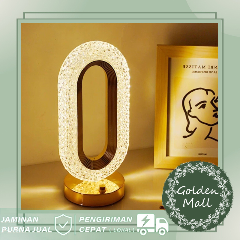 【COD】Lampu Meja Kristal Akrilik 3 Warna Sentuh - Solusi Lampu Tidur & Dekor Kamar Estetik