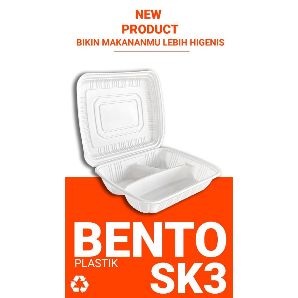 Meal Box Sekat 3 / Bento Box CS Sekat 3 / Kotak Catering @25pcs