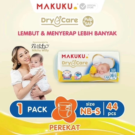 Makuku DryCare Newborn Diapers Tape NB-S44 - Makuku Newborn Tipe Perekat