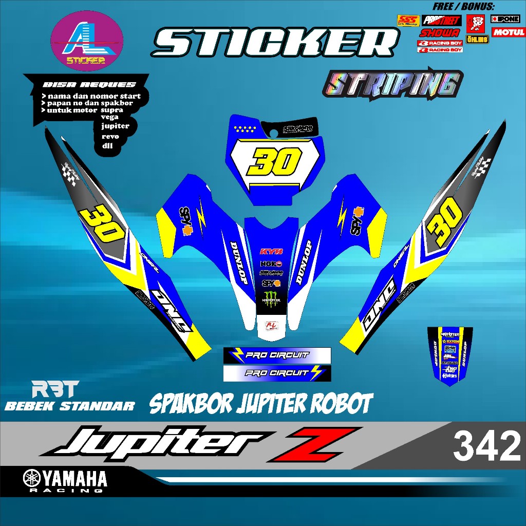 Sticker RBT JUPITER Z SEMI FULL BODY  BEBEK MODIF SUPERMOTO TERBARU TERVIRAL  MOTOR TRABAS AL V 342