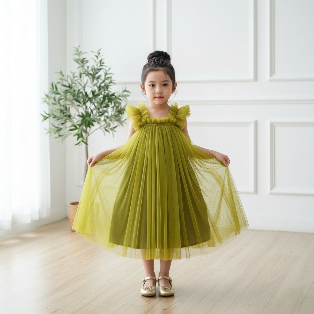 Dress gaun anak Ghiska by Aqilla rok tutu ~ Baju pesta anak simple elegan