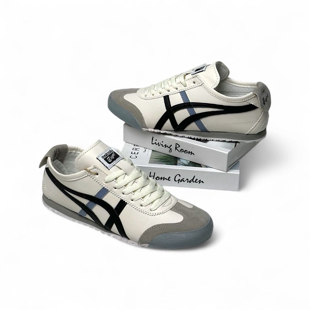 Sepatu Onitsuka Tiger Offwhite Hitam Abu Unisex - Spatu Sneakers Pria Wanita Flat Premium