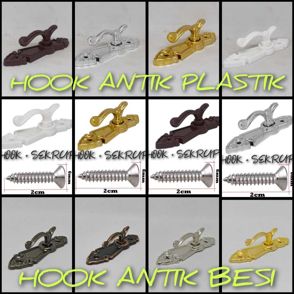 Hook gorden ANTIK KECIL huk gordyn pengait tali hordeng cantolan gordeng