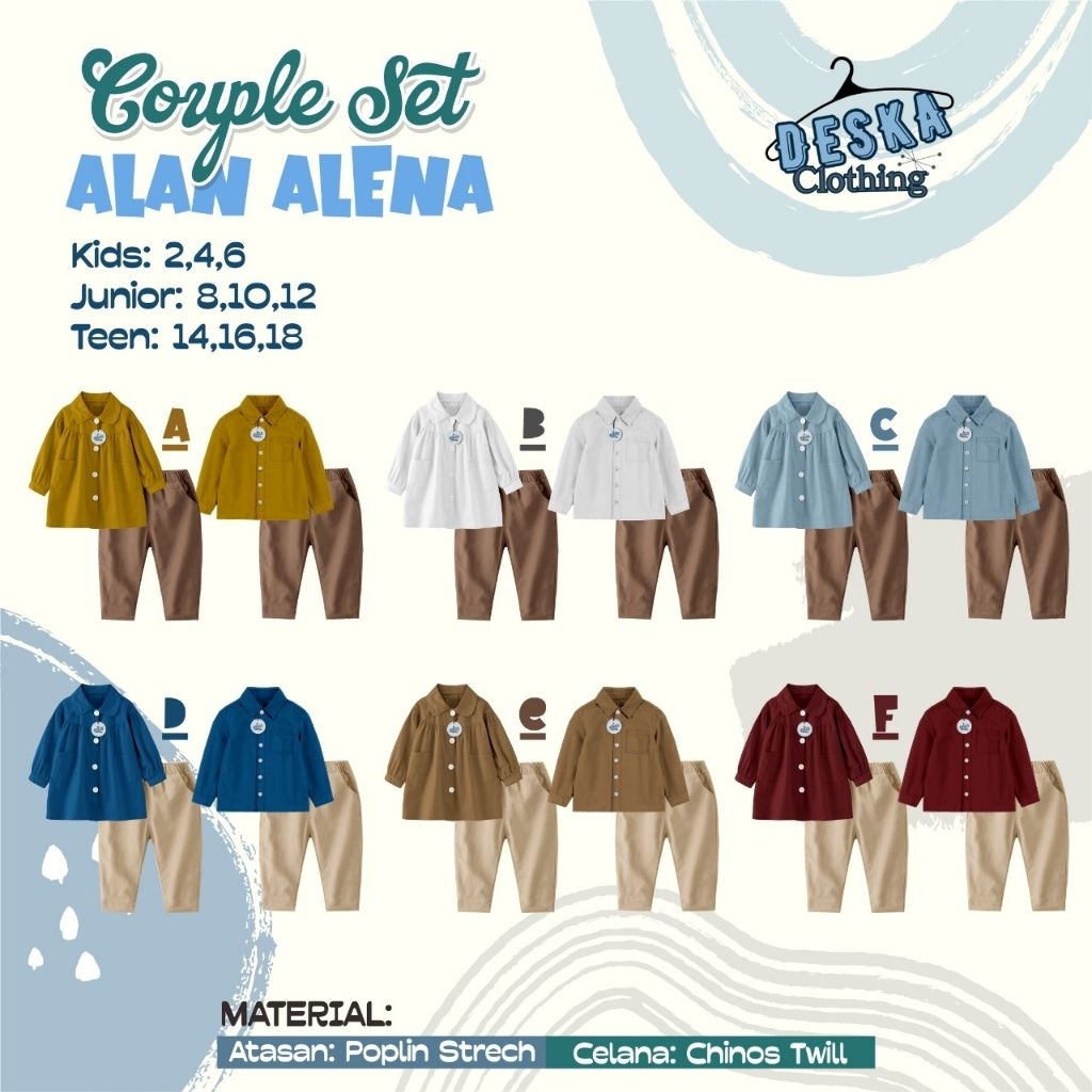[Close] Deska Clothing Setelan Baju Muslim Anak Cowok Cewek Couple Set Alan Alena 2-18th Casual /Ter