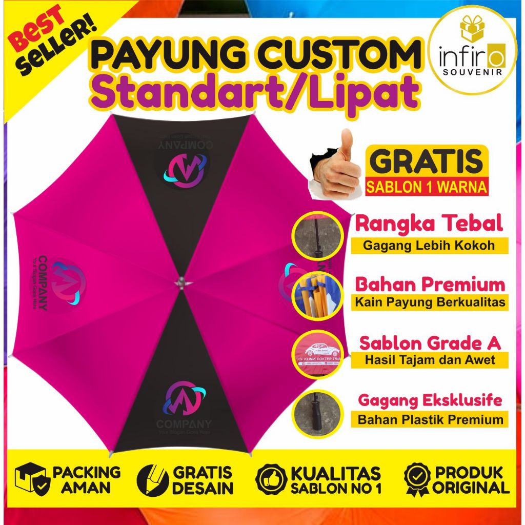 GROSIR  PAYUNG LIPAT / STANDART CUSTOM | BISA PILIH WARNA PAYUNG | CUSTOM LOGO PAYUNG FREE DESAIN