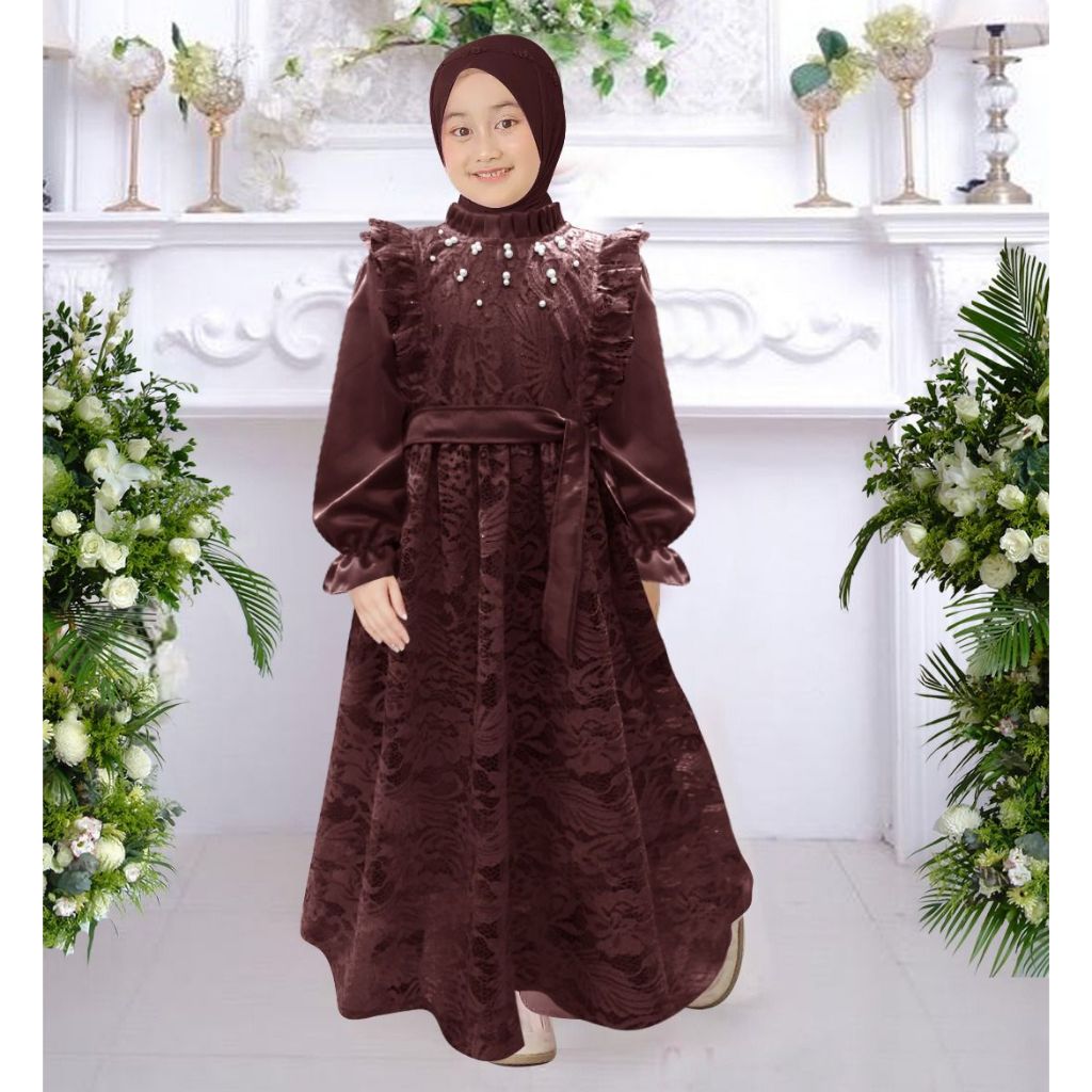 kids melisa (3-5tahun)(6-8tahun)(9-11tahun) Gamis anak perempuan Gaun pesta anak Baju muslim anak pe