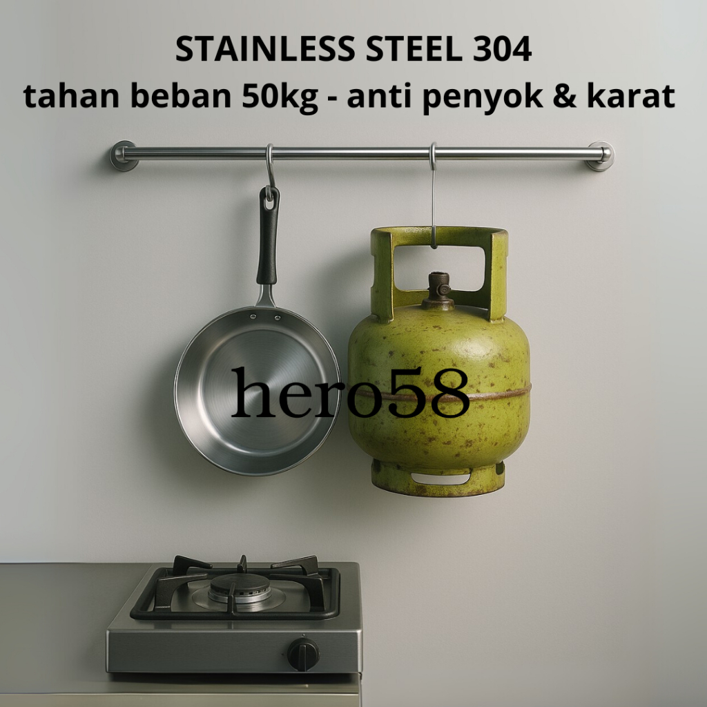 Gantungan Dapur Stainless – Rak Gantung Anti Karat Kuat Peralatan Masak Gantungan Panci Alat Dapur